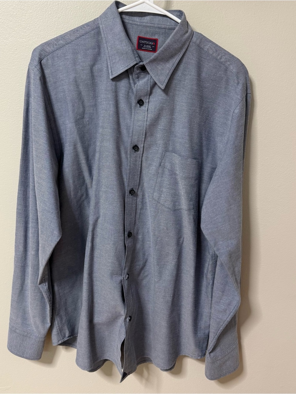 UNTUCKit Mens Dress Shirt XL Slim Light Blue Twill Cotton Long Sleeve Button Up